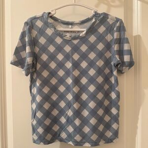 Posh Peanut Blue Gingham Bamboo Tee. NWOT